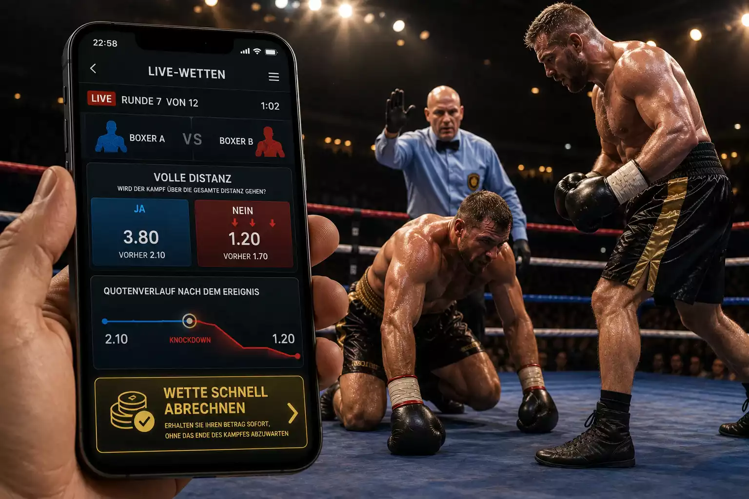 Optimaler Cash-Out Zeitpunkt beim Boxen Live Wetten — Quotenbewegung nach Knockdown in Runde 3