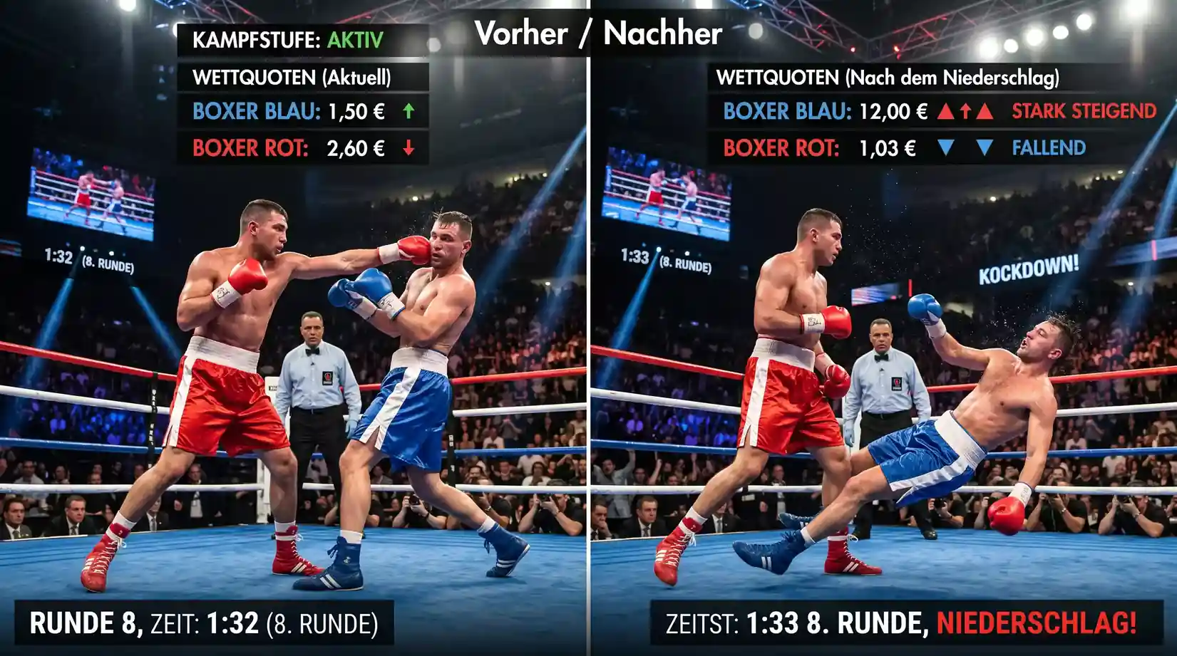 Quotenbewegungen beim Boxen Live Wetten nach Knockdown und dominanten Runden in Echtzeit