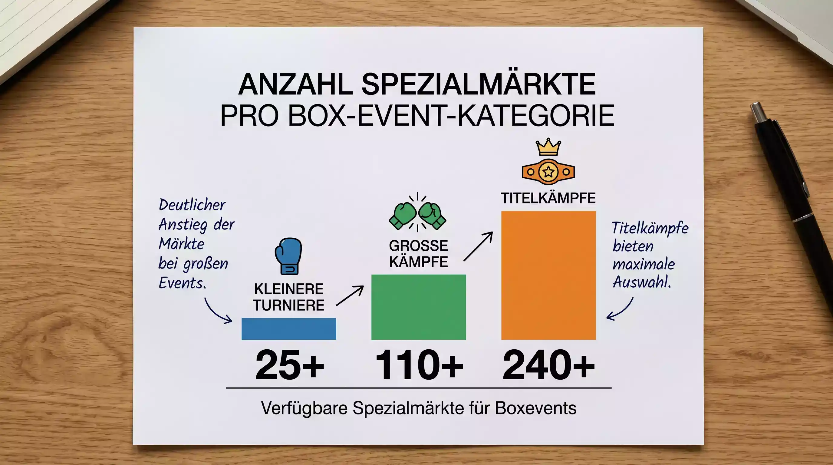 Überblick über verfügbare Boxen-Spezialwetten-Märkte und Quotenniveau bei Titelkämpfen