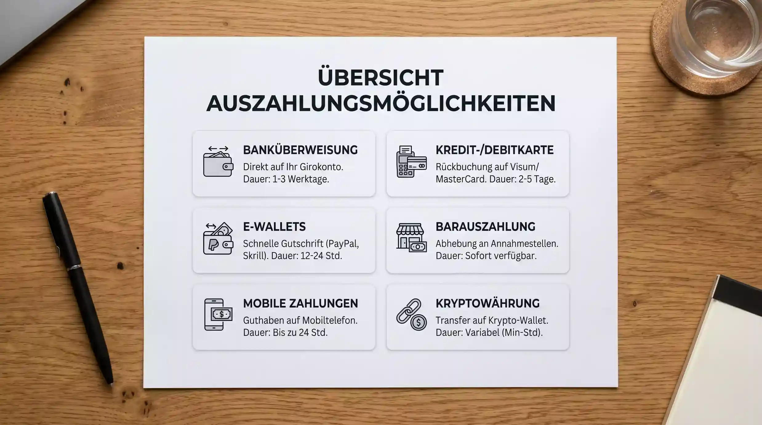 Überblick Zahlungsmethoden für Boxen Wetten Auszahlungen bei deutschen GGL-lizenzierten Anbietern
