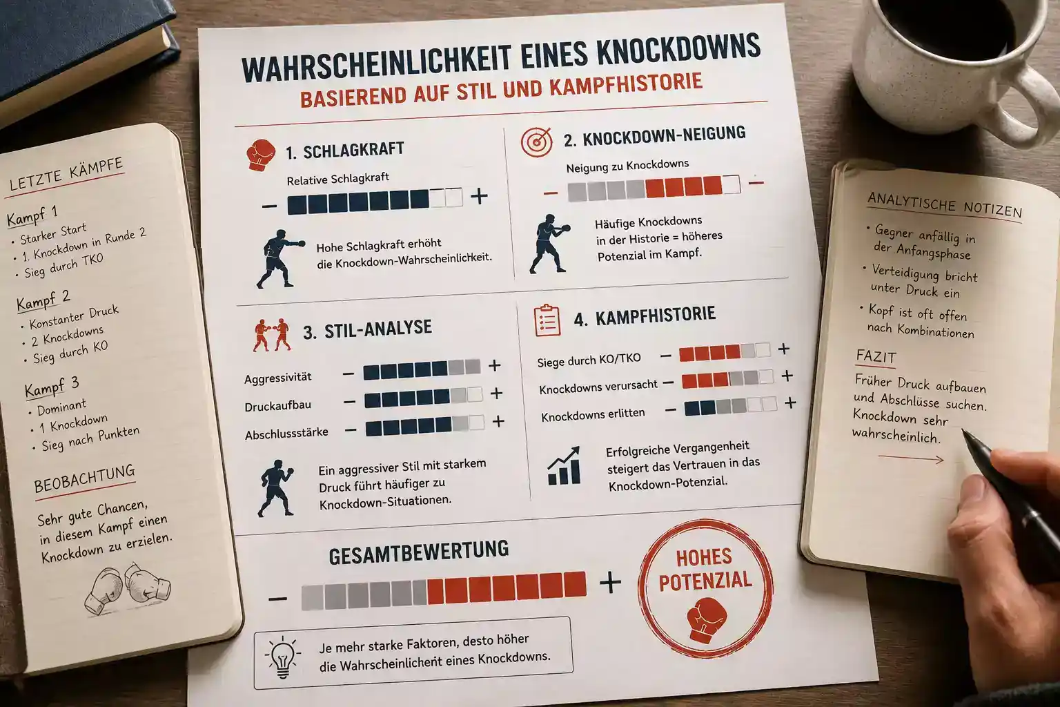 Knockdown-Wahrscheinlichkeit Boxen analysieren — Kampfstil Power-Puncher historische KO-Rate Gewichtsklasse